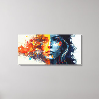 Beautiful girl painting, warm colours, horizontal canvas print