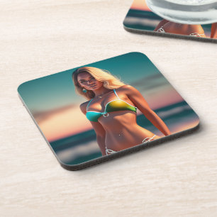 Beautiful girl pose in bikini  coaster
