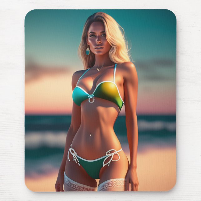 Beautiful girl pose in bikini Mouse Pad (Front)