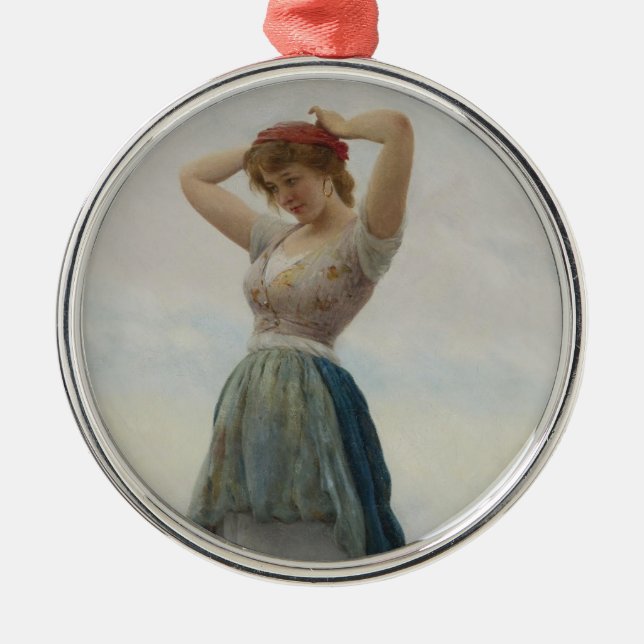 Beautiful Girl Relaxing at the Seaside Metal Ornament (Front)
