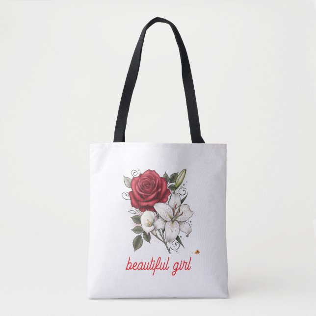Beautiful Girl Rose Tote Bag (Devant)