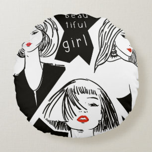 beautiful girl round pillow