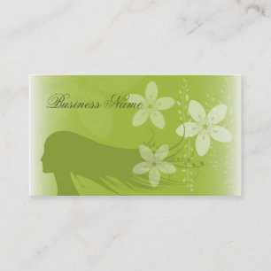 Beautiful Girl Silhouette Green Business Card
