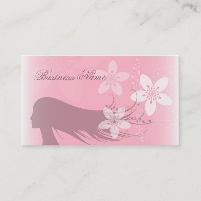 Beautiful Girl Silhouette Pink Business Card (Front)