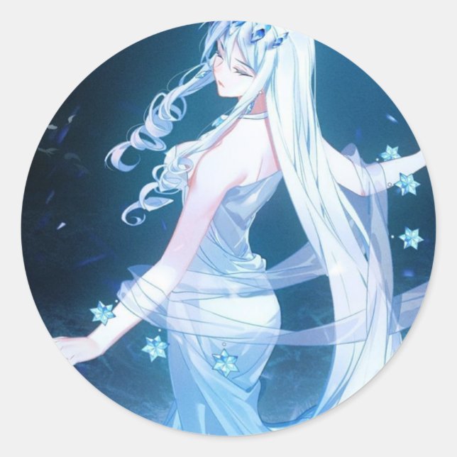 Beautiful girl sticker blue dress (Front)