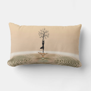 Beautiful Girl Tree Silhouette, Zen Lumbar Pillow