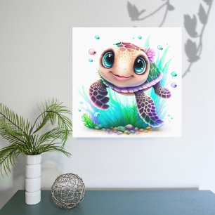 Beautiful Girl Turtle Canvas Print