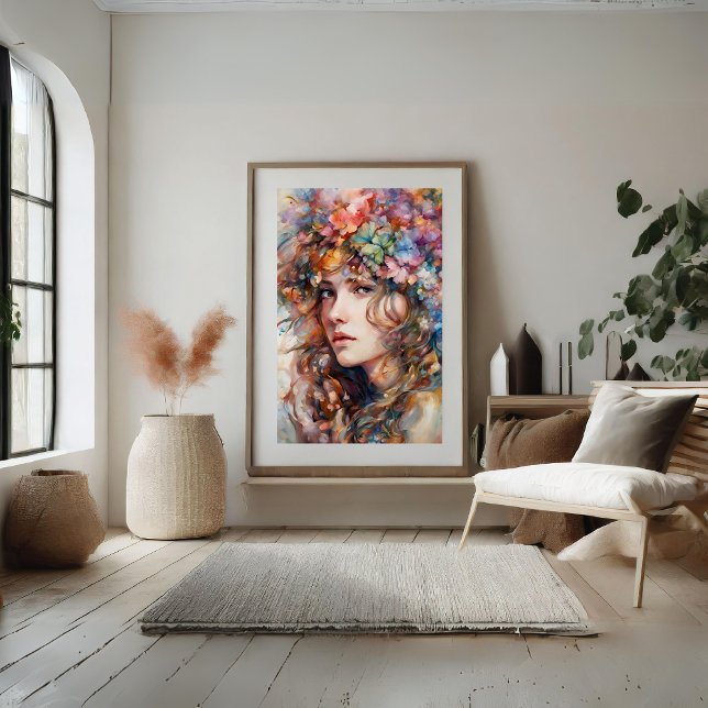 Beautiful Girl with Flowers in Hair Poster (Beautiful Girl with Flowers in Hair Poster)