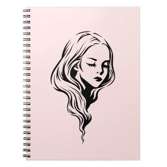 Beautiful Girl with Long Hair Notebook (Front)
