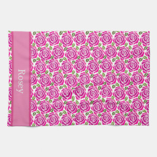 Beautiful Girly Hot Pink  Roses Pattern Name  Kitchen Towel