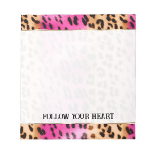 Beautiful Girly Pink Cream Gold Leopard Print Notepad