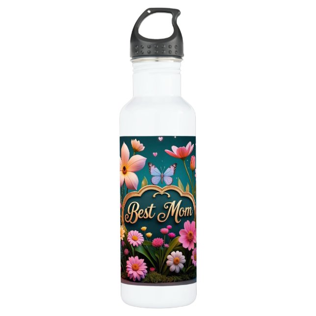Beautiful glam mother's day flowers  710 ml water bottle (Front)