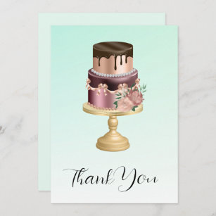 Beautiful Glam Party Cake Party Thank You Card