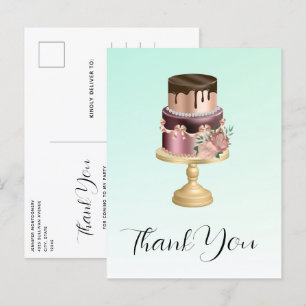 Beautiful Glam Party Cake Thank You Postcard