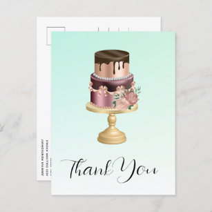 Beautiful Glam Party Cake Thank You Postcard