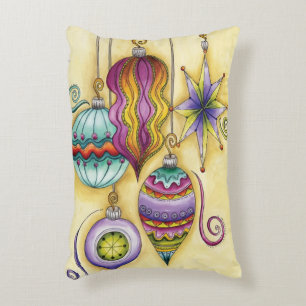 Beautiful Glass Colourful Christmas Ornaments Accent Pillow