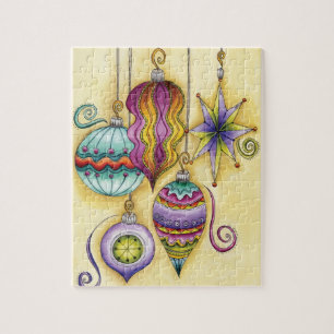 Beautiful Glass Colourful Christmas Ornaments Jigsaw Puzzle