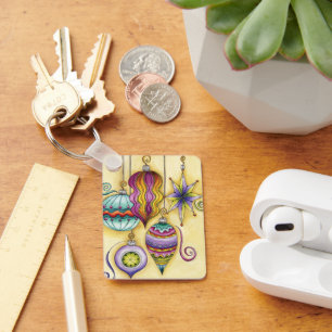 Beautiful Glass Colourful Christmas Ornaments Keychain