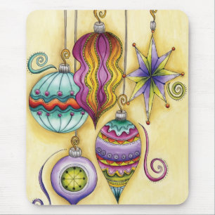 Beautiful Glass Colourful Christmas Ornaments Mouse Pad
