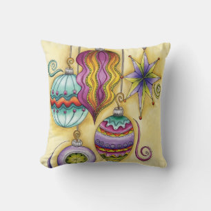 Beautiful Glass Colourful Christmas Ornaments Throw Pillow
