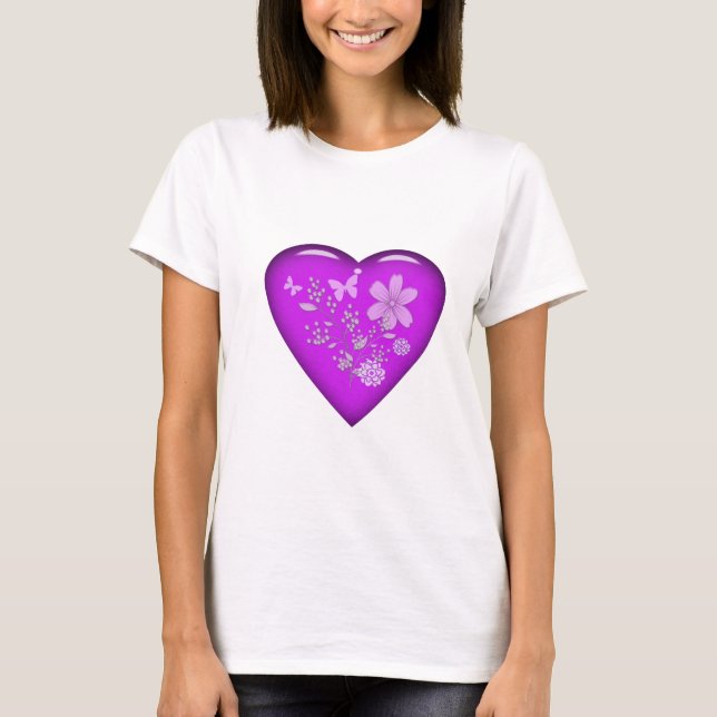 Beautiful Glass Floral Heart T-Shirt (Front)