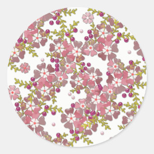 Beautiful glass flowers classic round sticker