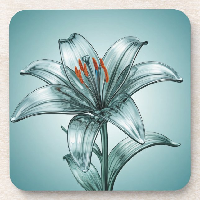 Beautiful Glass Lily  Coaster (Front)