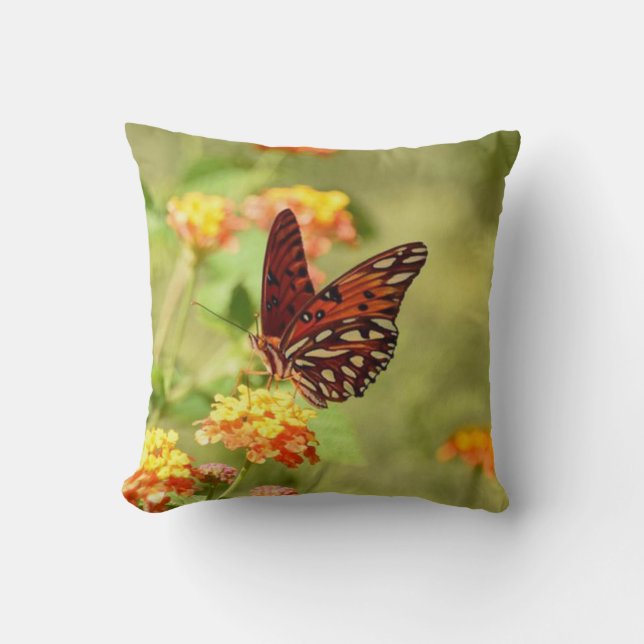 Beautiful Glasswing Butterfly Throw Pillow (Front)