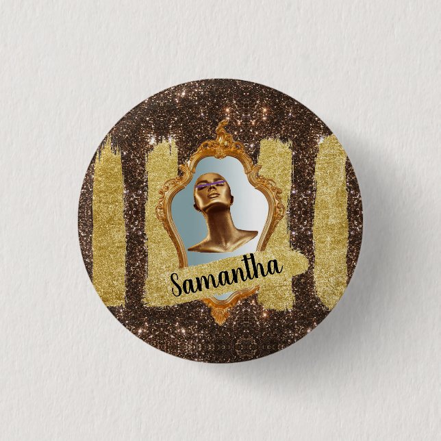 Beautiful Glitter Elegant Chic Glitter 1 Inch Round Button (Front)