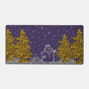Beautiful glitter New Year on purple Desk Mat