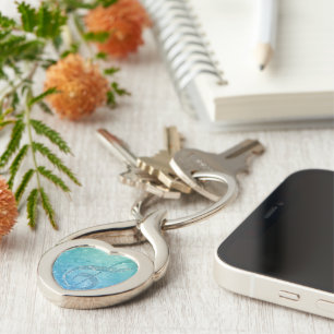 Beautiful Glittery Blue Music Note Treble Clef Keychain