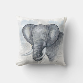 Beautiful Glittery Silver Elephant Throw Pillow