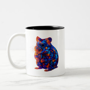 Beautiful Glowing Hamster Art Two-Tone Coffee Mug