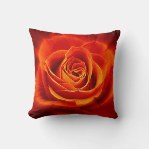 Beautiful Glowing Red Orange Rose Throw Pillow