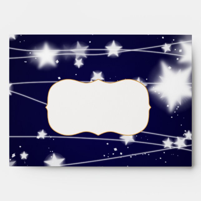 Beautiful Glowing Stars Blue Christmas Envelopes (Front)