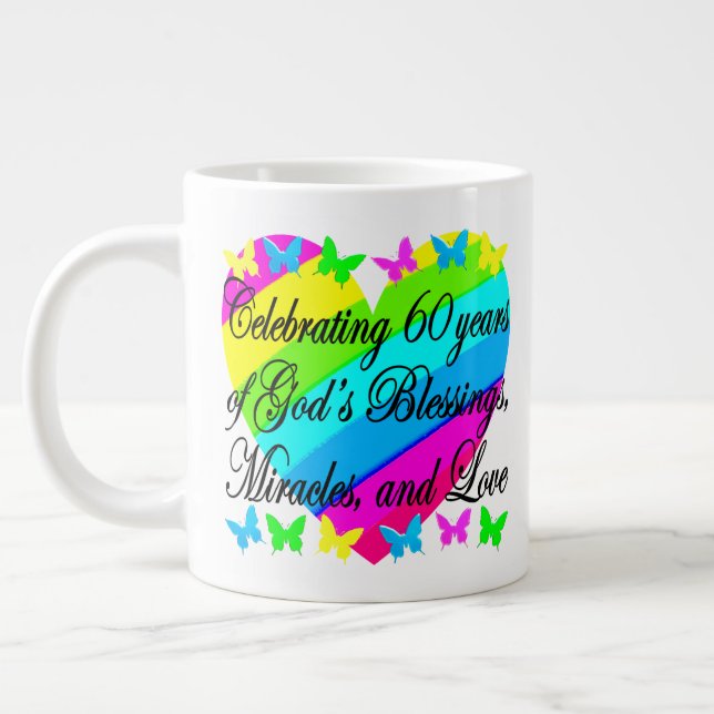 BEAUTIFUL GOD LOVING 60TH BIRTHDAY MUG (Left)