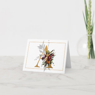 BEAUTIFUL GOLD AND FLORAL MONOGRAM A NOTE CARD