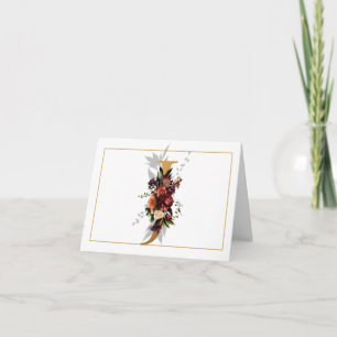 BEAUTIFUL GOLD AND FLORAL MONOGRAM J NOTE CARD