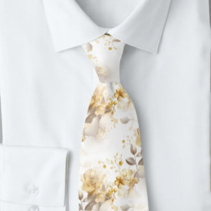 Beautiful Gold and Silver Botantical Leaves  Tie