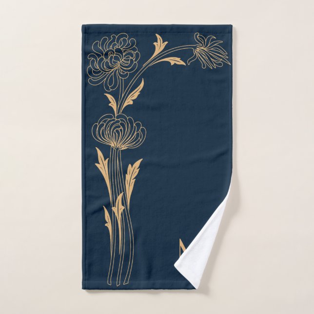 Beautiful gold Art Deco flowers Bath Towel Set (Hand Towel)