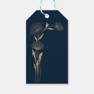 Beautiful gold Art Deco flowers Gift Tags