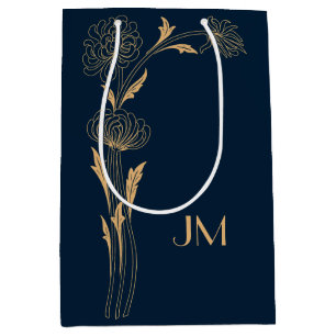 Beautiful gold Art Deco flowers Medium Gift Bag