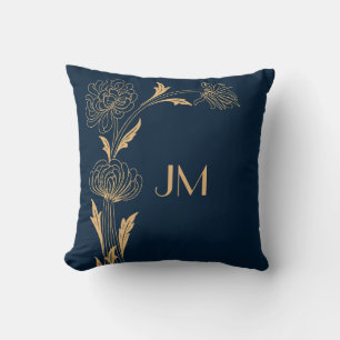 Beautiful gold Art Deco flowers Throw Pillow