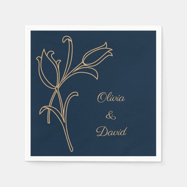 Beautiful gold Art Deco tulips Napkin (Front)