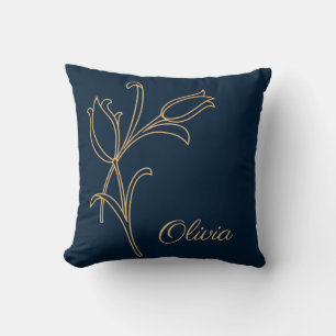 Beautiful gold Art Deco tulips Throw Pillow