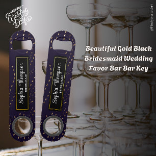 Beautiful Gold Black Bridesmaid Wedding Favour Bar Key