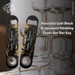 Beautiful Gold Black Bridesmaid Wedding Favour Bar Key