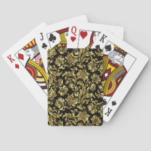 Beautiful gold black shiny gold damasks pattern 2 playing cards