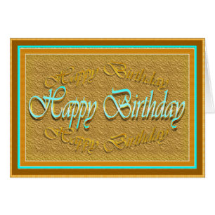 Beautiful gold brown in green-blue text birthday
