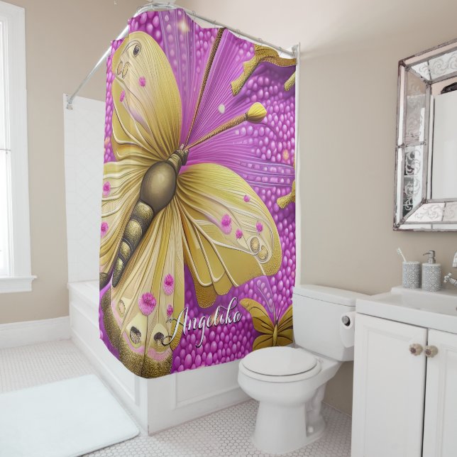 Beautiful Gold Butterfly Watercolor Personalized (In Situ)